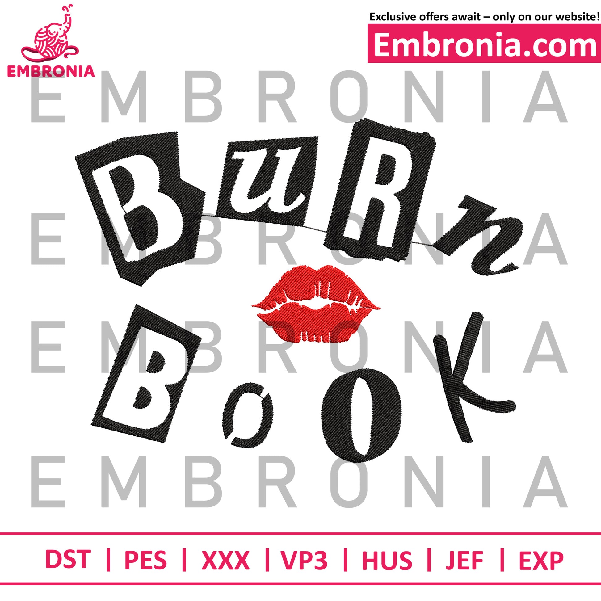 Burn book embroidery