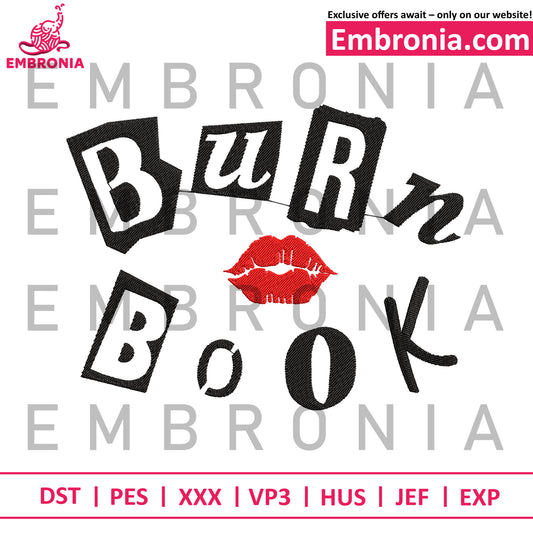 Burn book embroidery