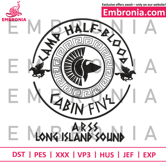 Calm logo embroidery, half blood logo embroidery, camp half-blood crest embroidery