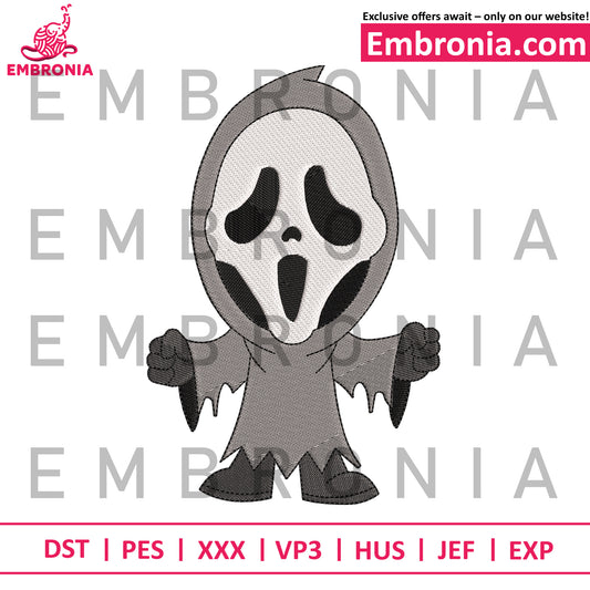 Chibi ghost face embroidery