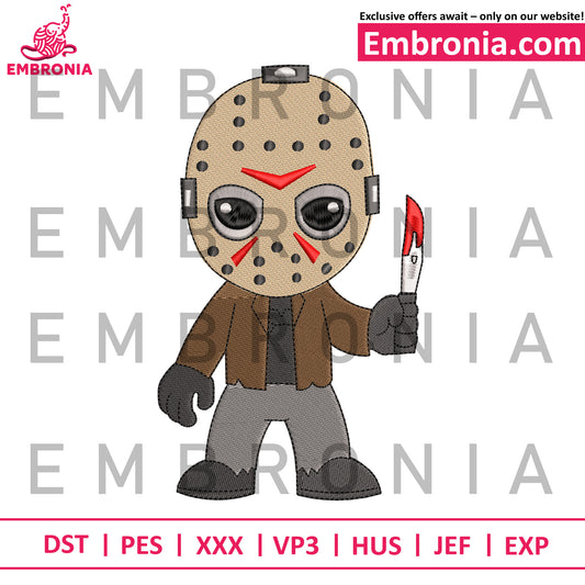 Chibi jason embroidery design