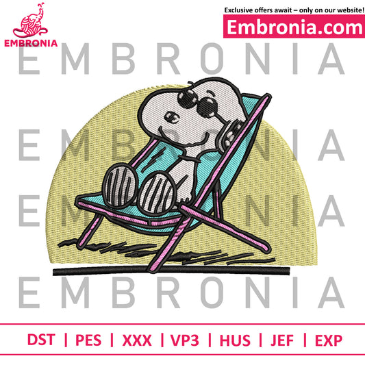 Cooldog in the beach embroidery