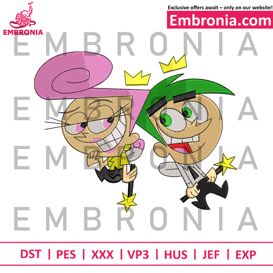 Cosmo and Wanda embroidery design