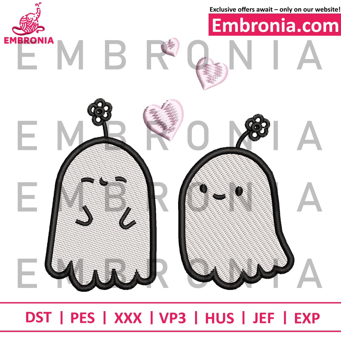 Cute ghosts embroidery