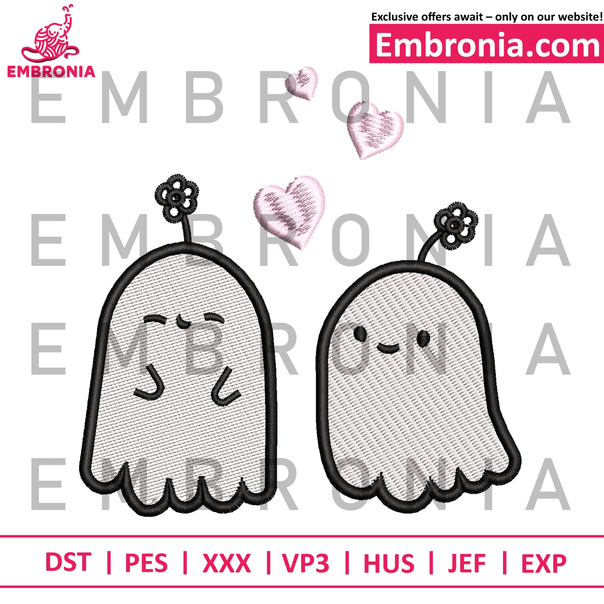 Cute ghosts embroidery