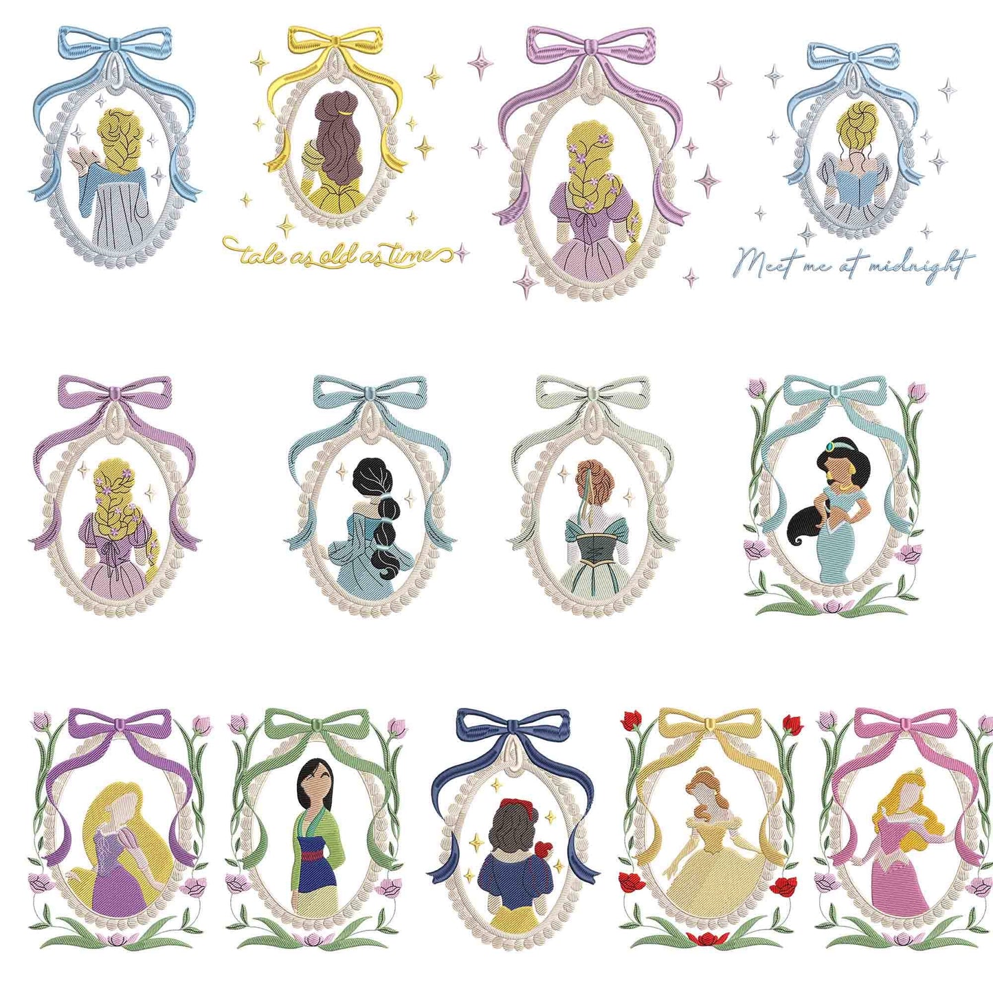 Disney Princess embroidery bundle, Princess embroidery, Disney embroidery