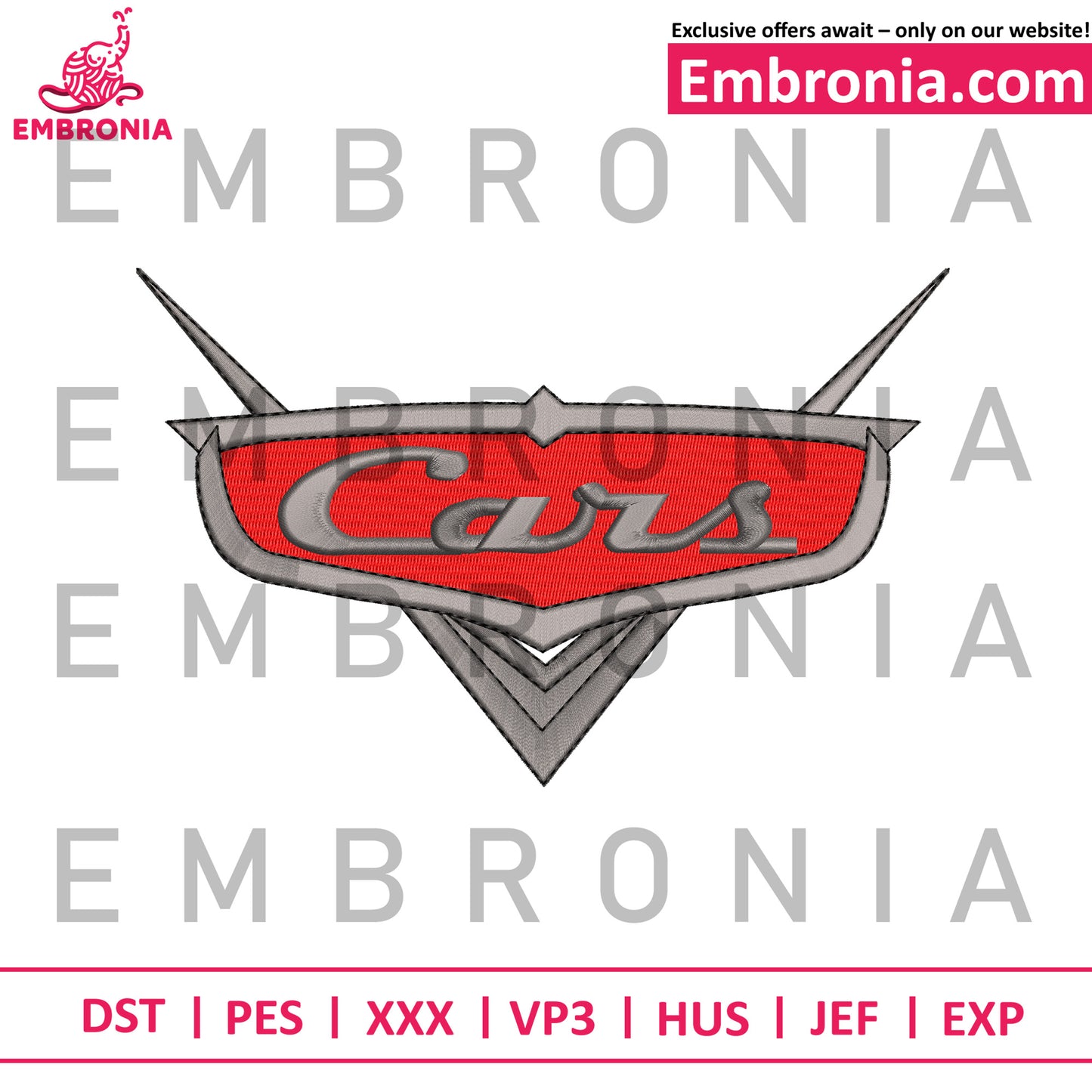 Disney car logo embroidery design