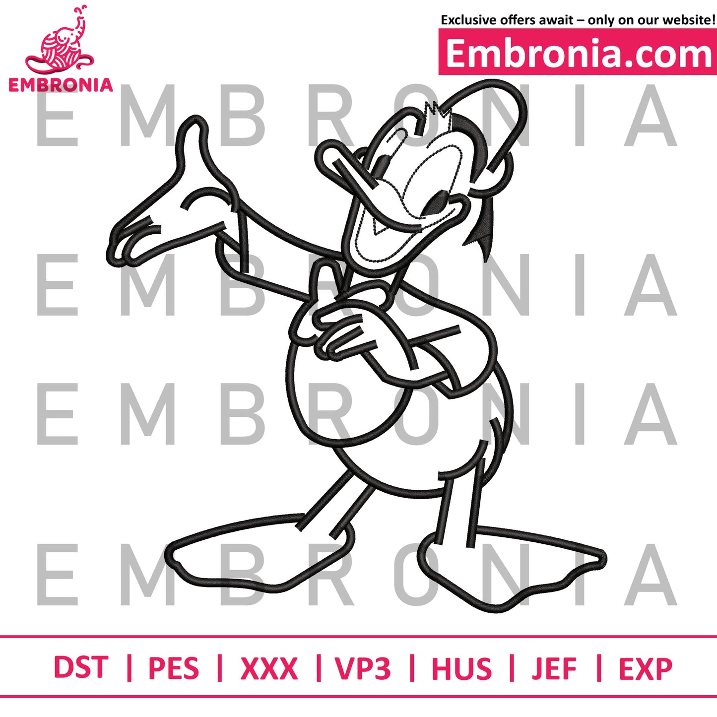 Donald duck embroidery design