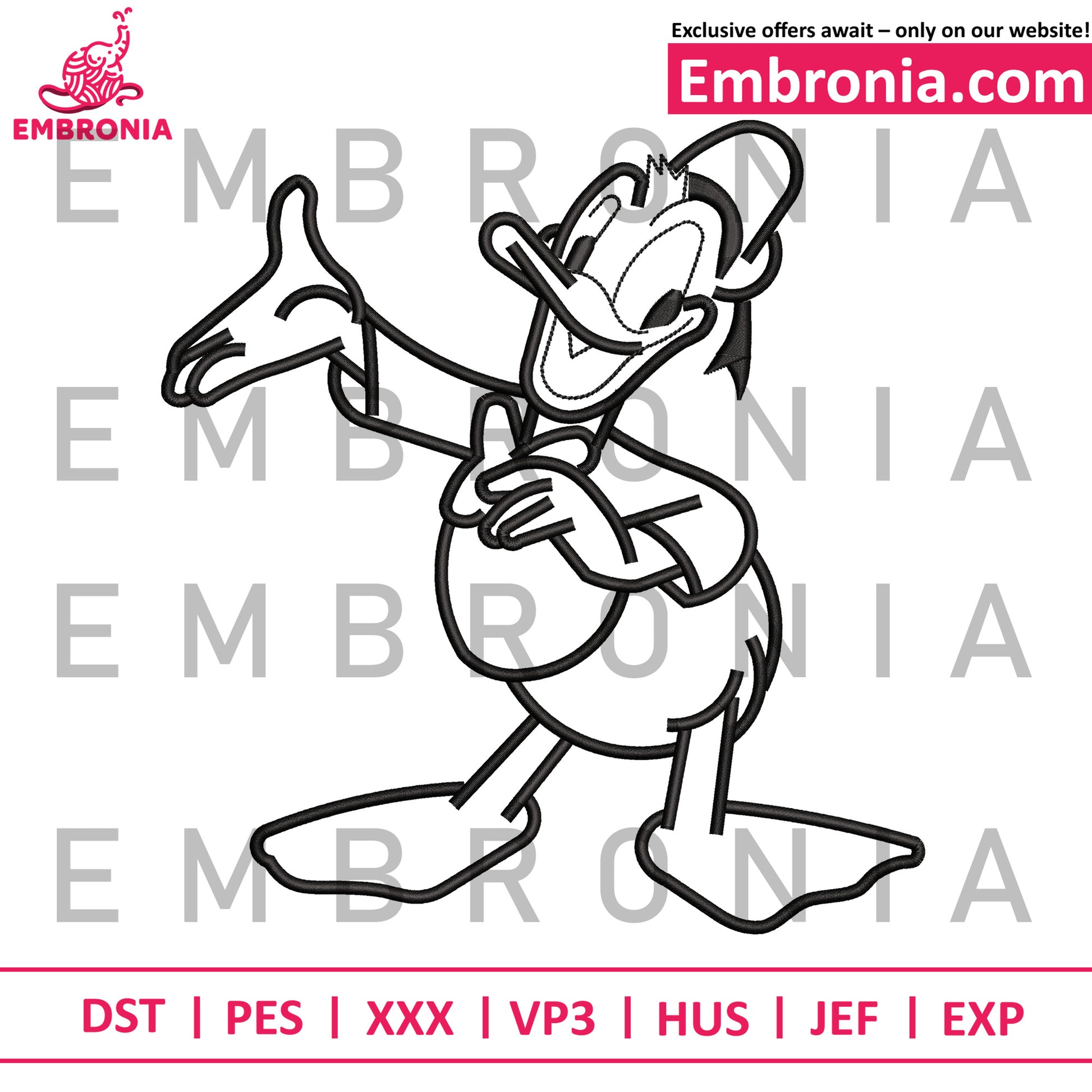 Donald duck embroidery design