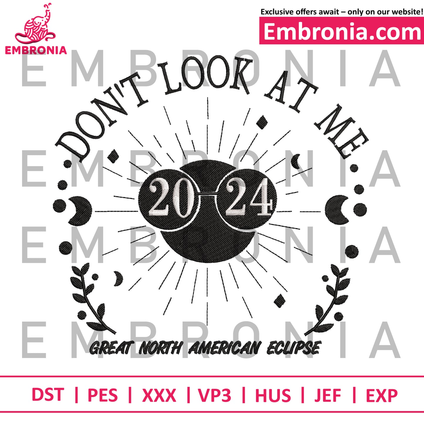 Dont look at me embroidery