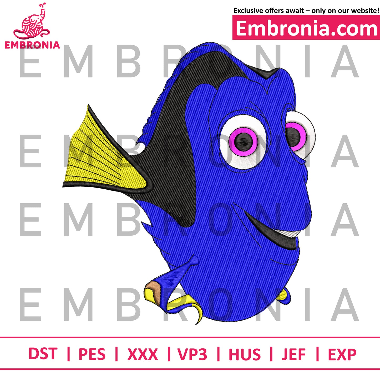 Dory cartoon embroidery designs