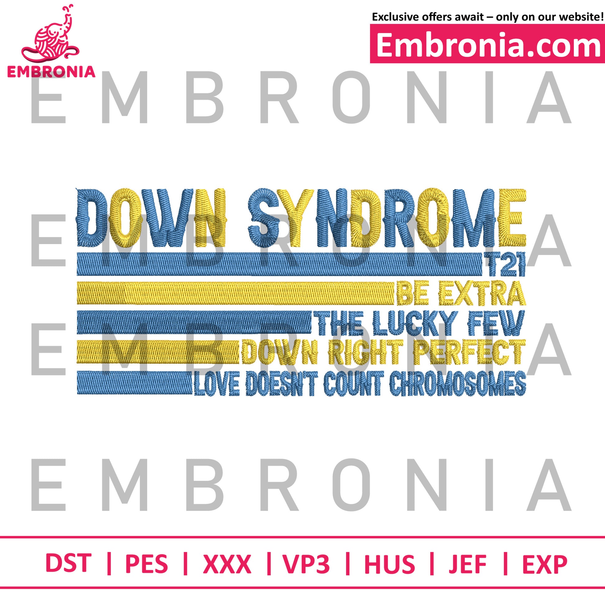 Down syndrome embroidery