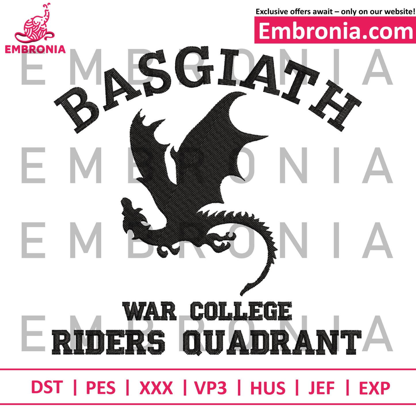 Dragon basgiath fantasy embroidery, crest style embroidery, dragon basgiath embroidery