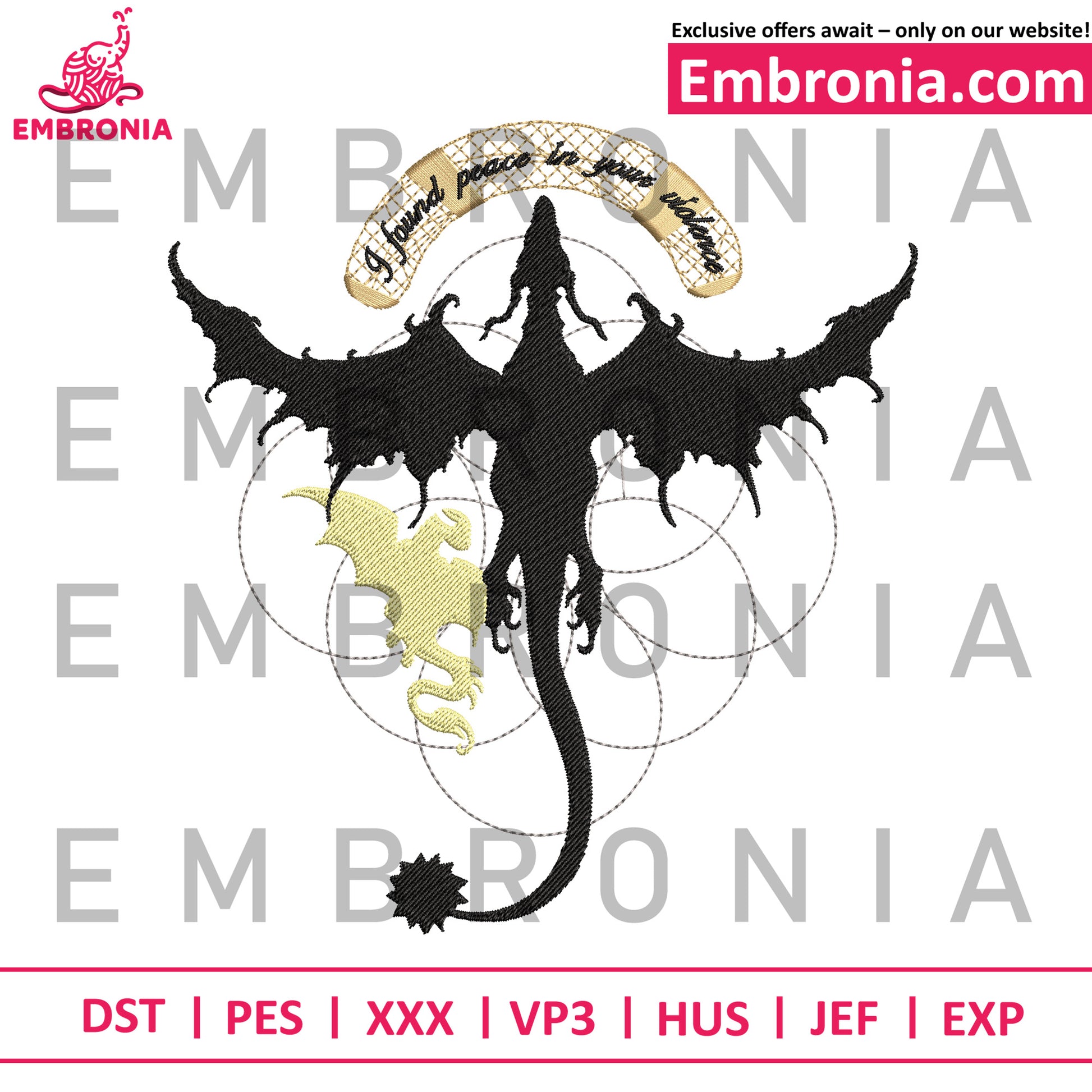 Dragon design tribal embroidery