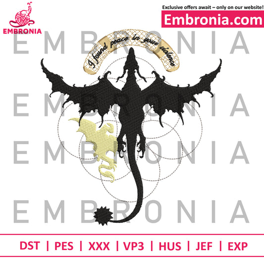 Dragon design tribal embroidery