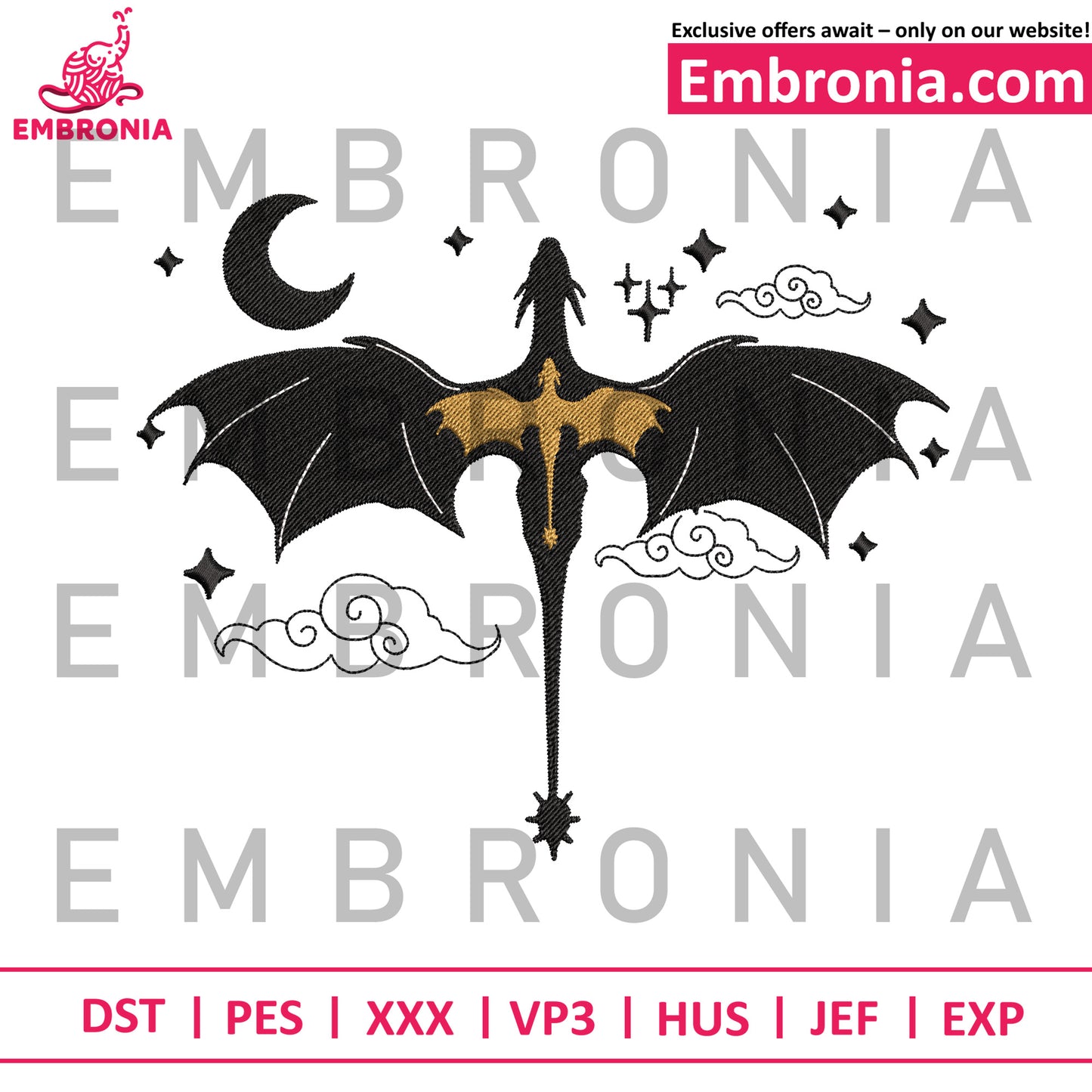 Dragon fire design embroidery