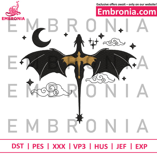 Dragon fire design embroidery