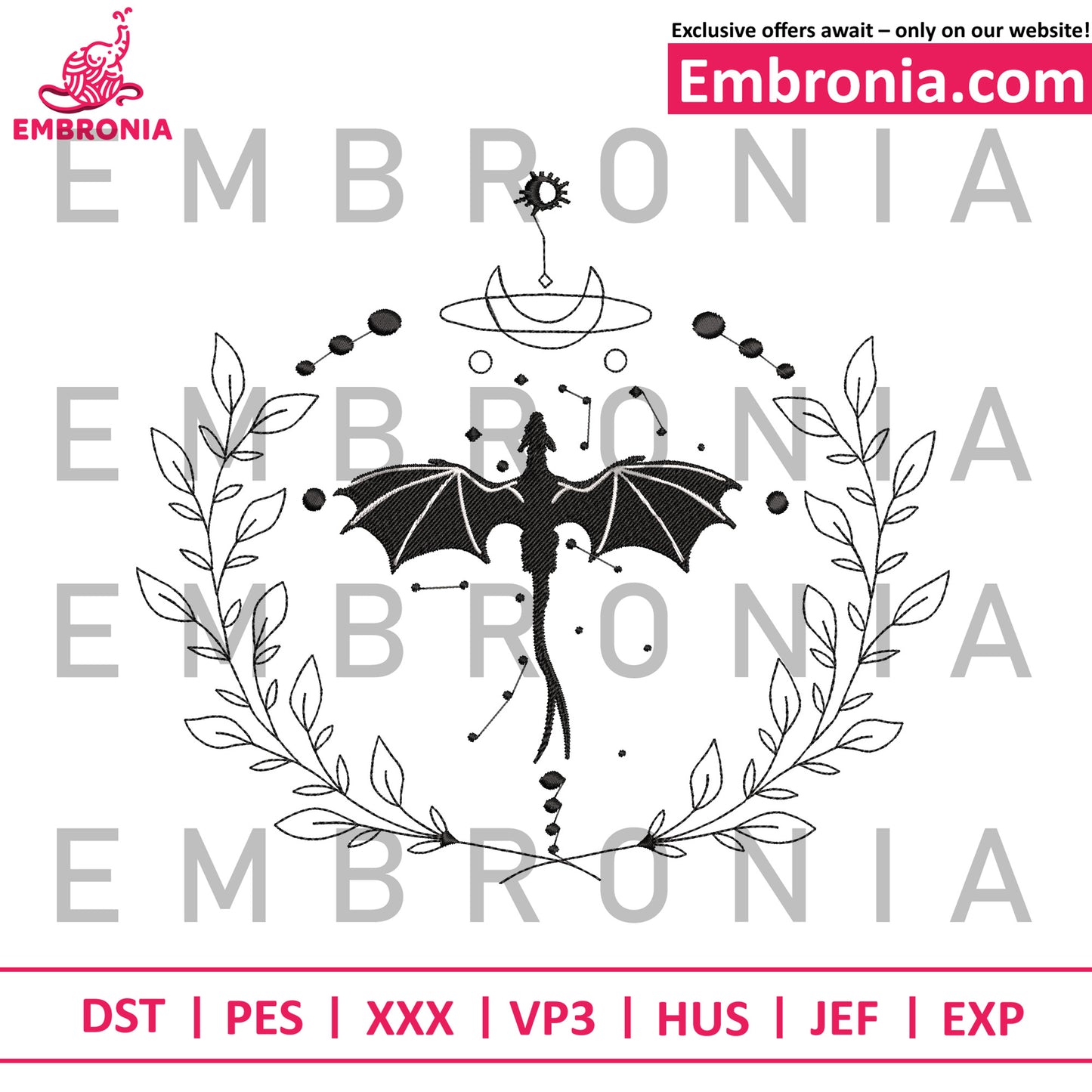 Dragon red embroidery