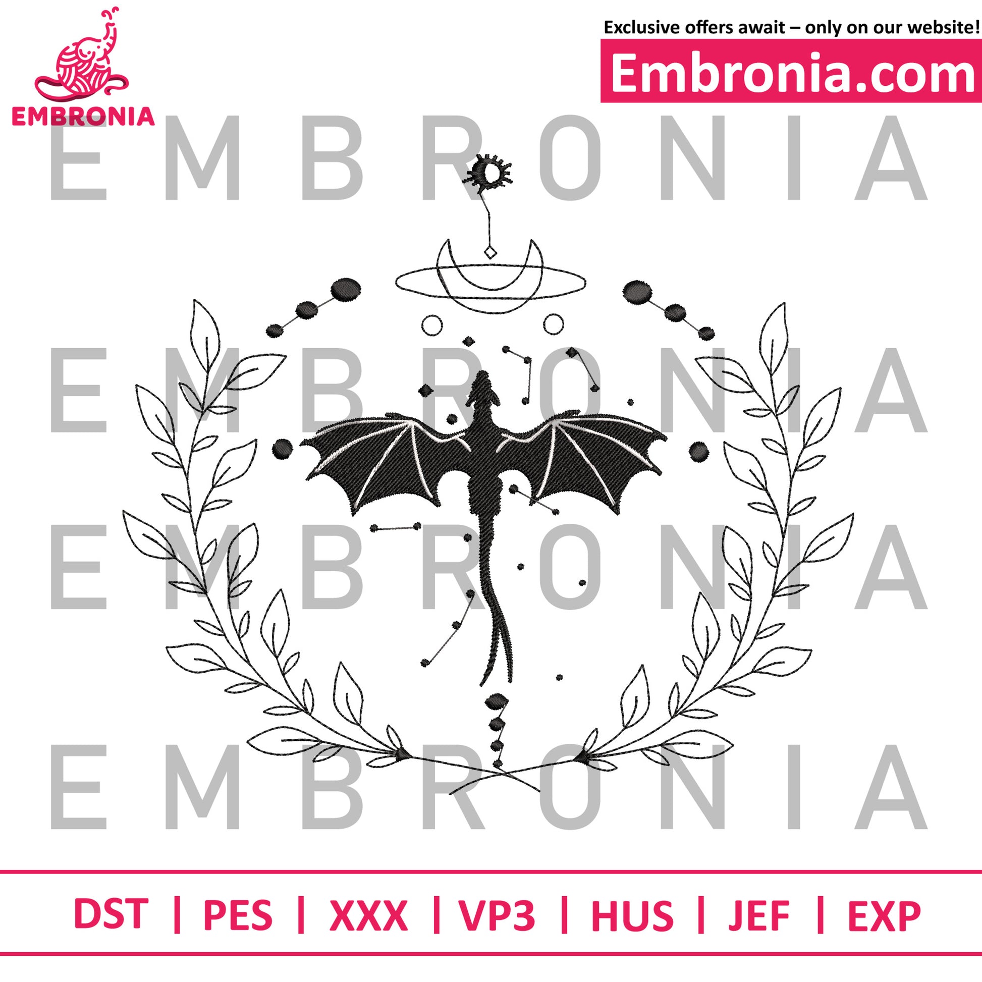 Dragon red embroidery