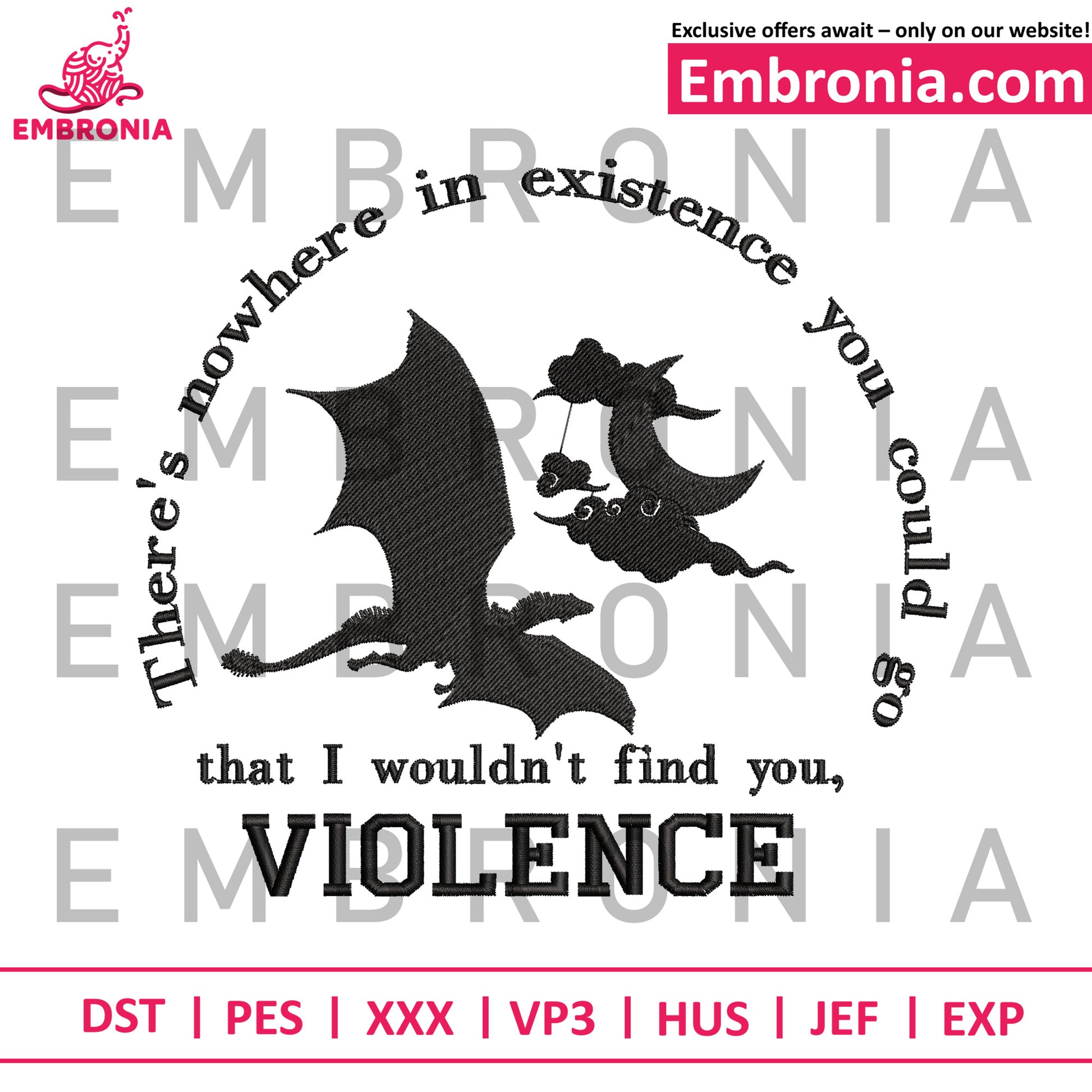 Dragon violence dark embroidery