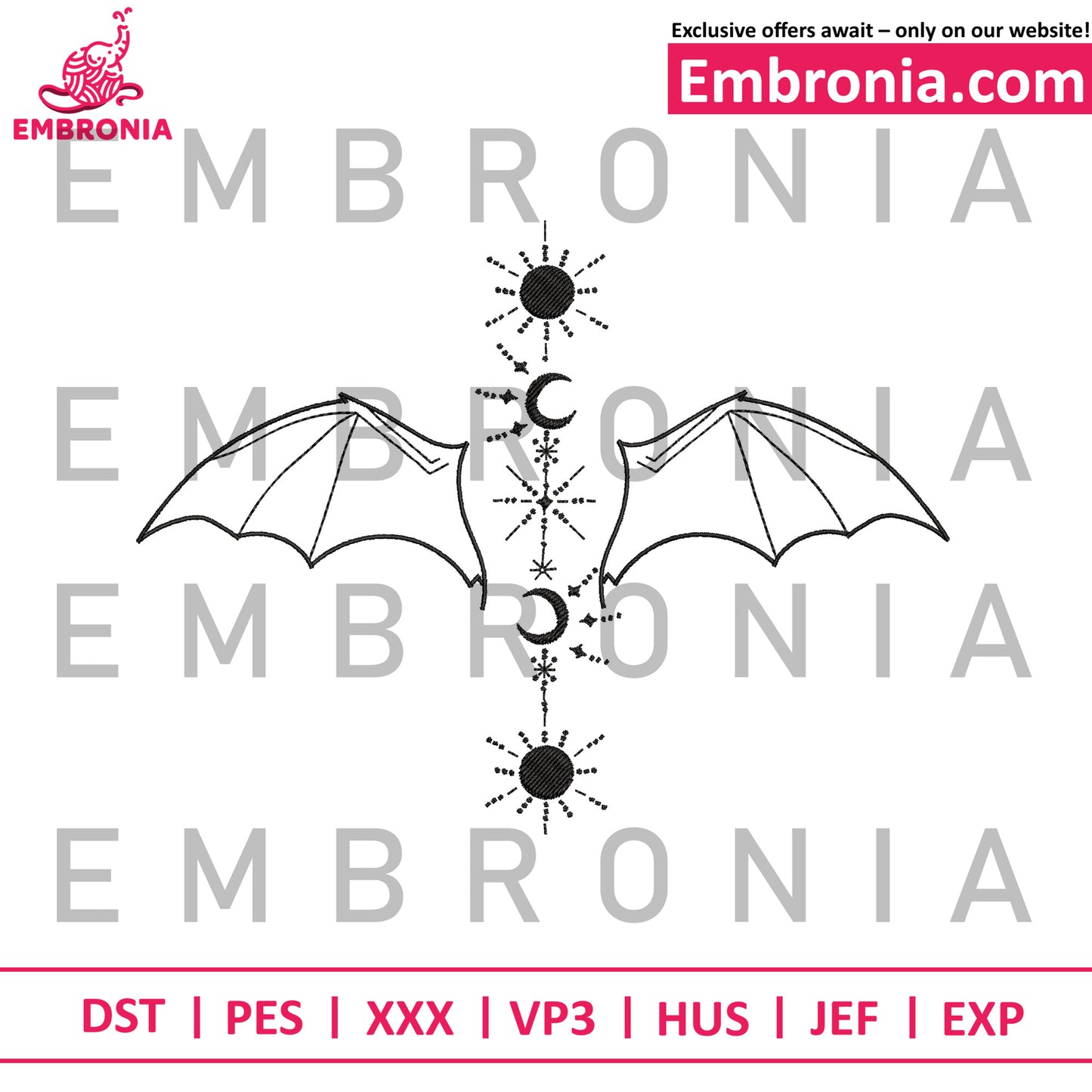 Dragon wings fire embroidery