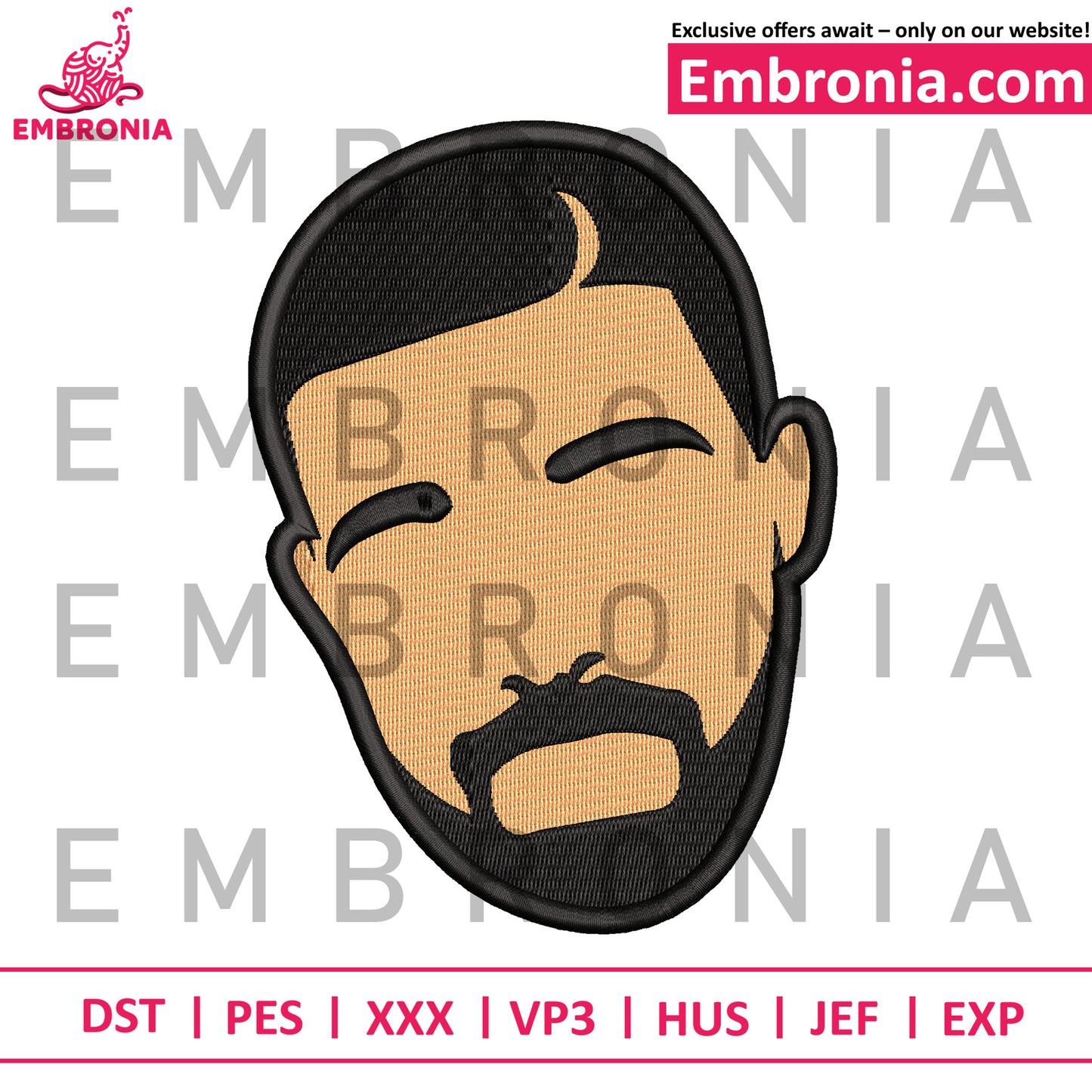 Drake face rap embroidery