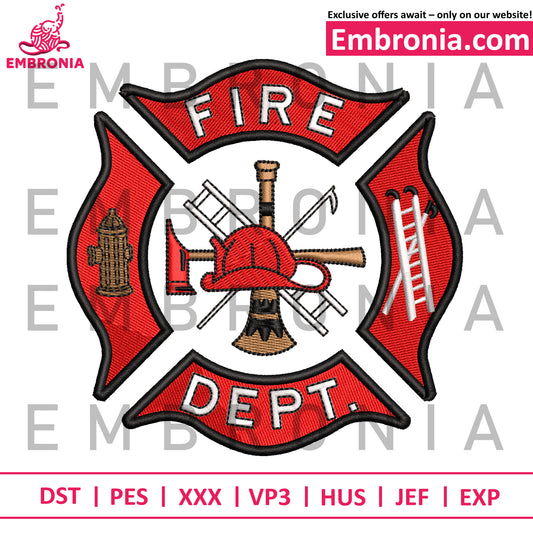 Fire dept rescue embroidery