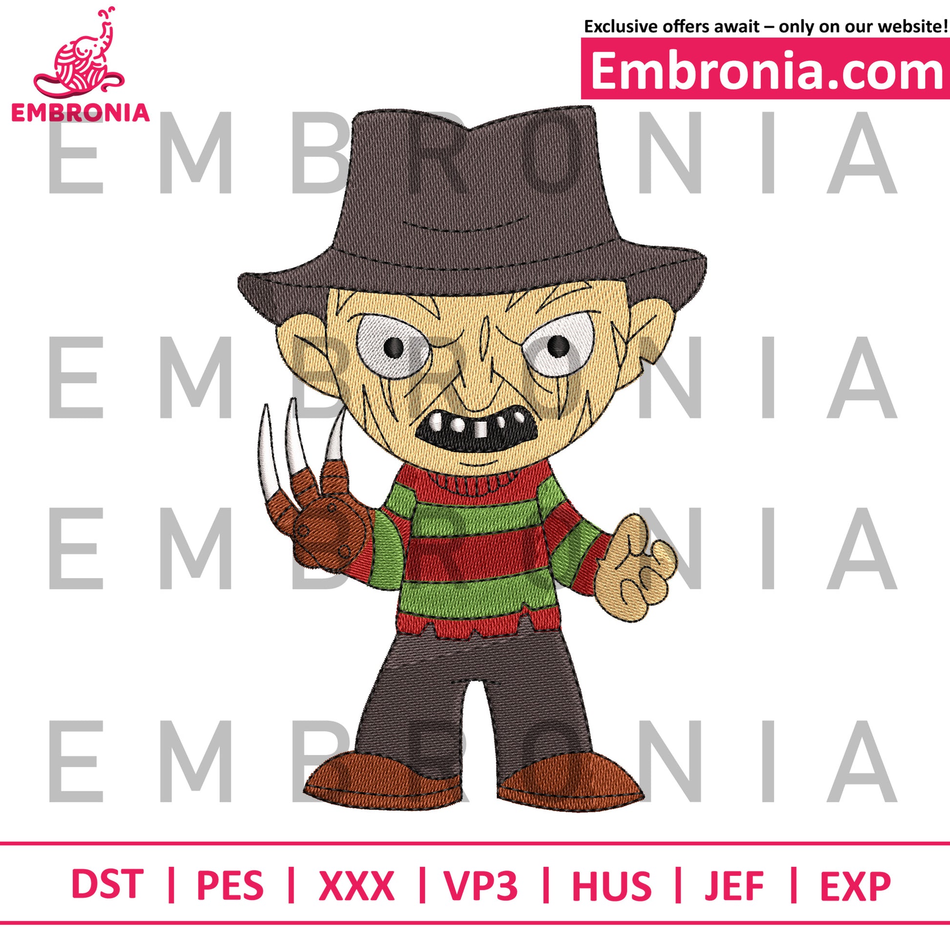 Freddy kruger chibi embroidery