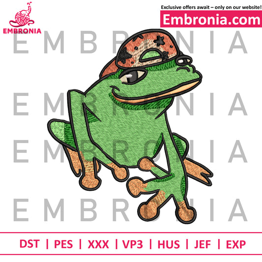 Froge meme embroidery
