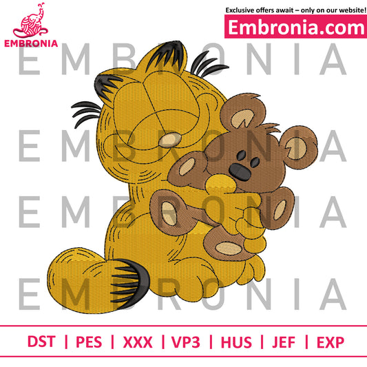 Garfield and teddy bear embroidery