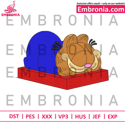 Garfield sleeping embroidery design
