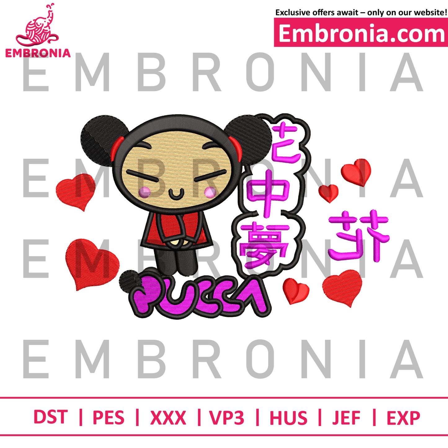 Pucca cartoon embroidery