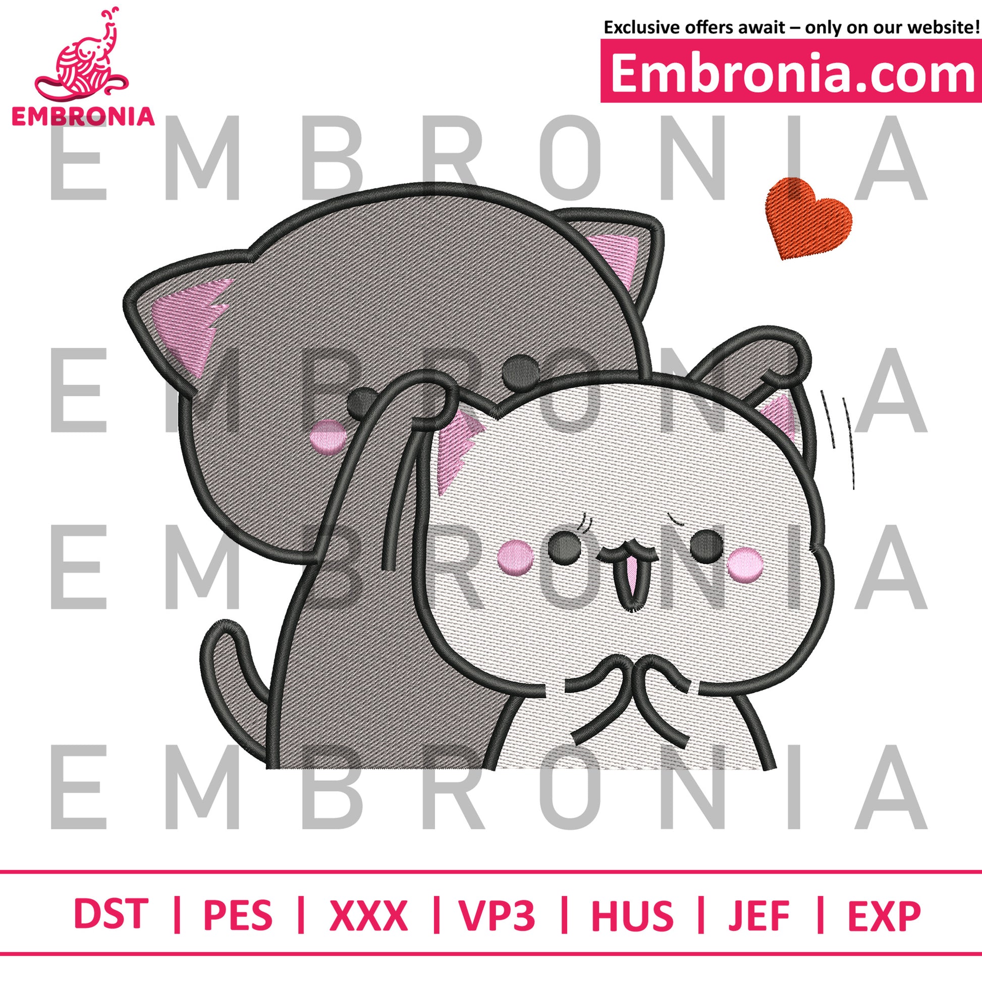 Gatito cat embroidery design