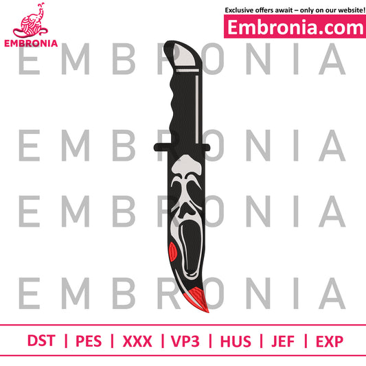 Ghost face's knife embroidery design