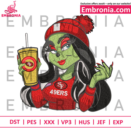 Girl grinch 49ers embroidery
