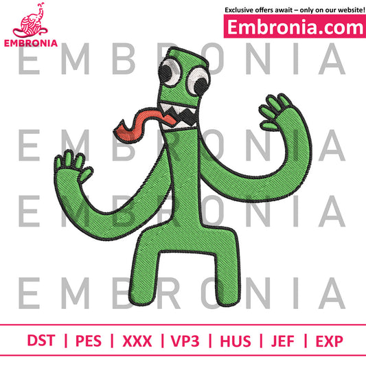 Green rainbow embroidery design