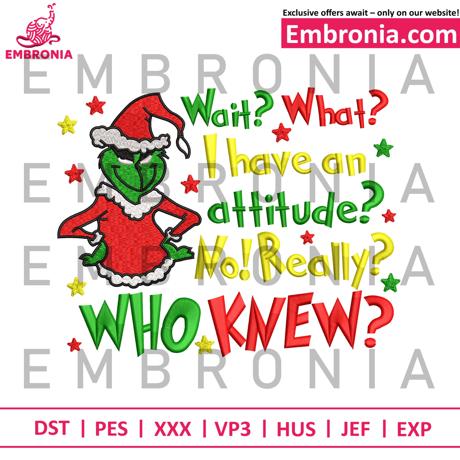Grinch quotes embroidery