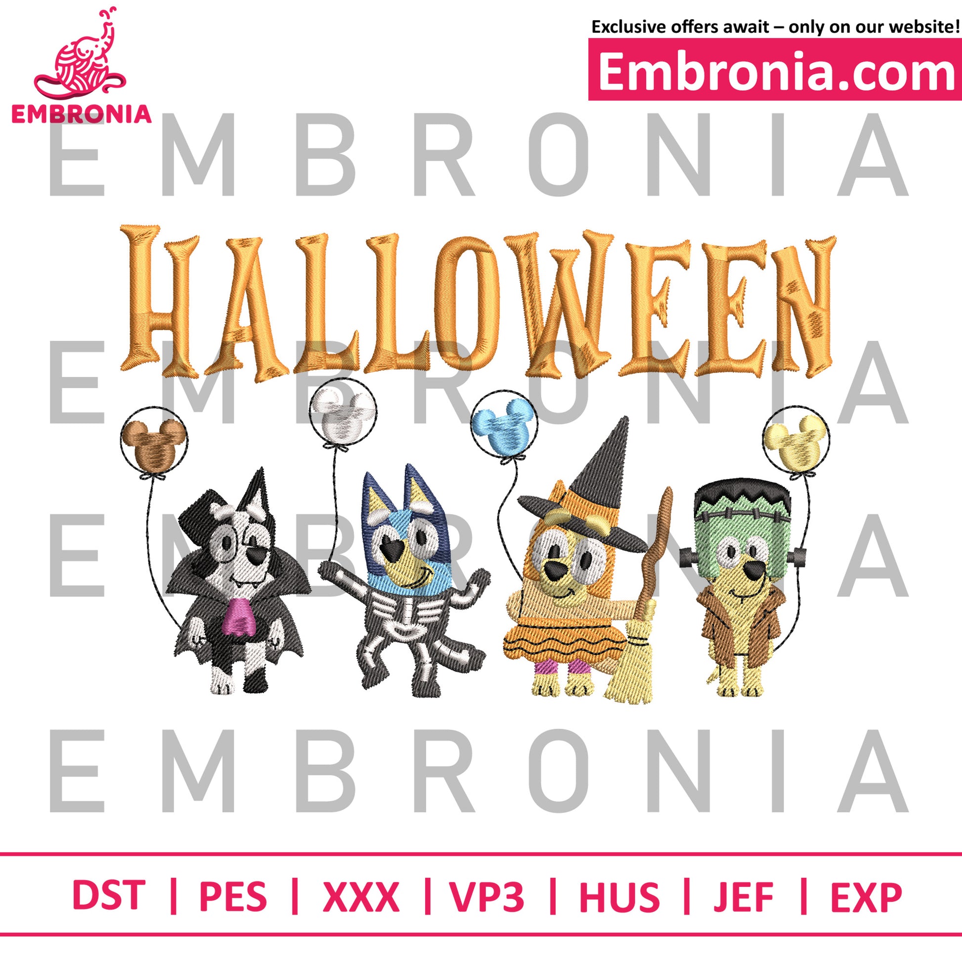 Halloween bluey embroidery