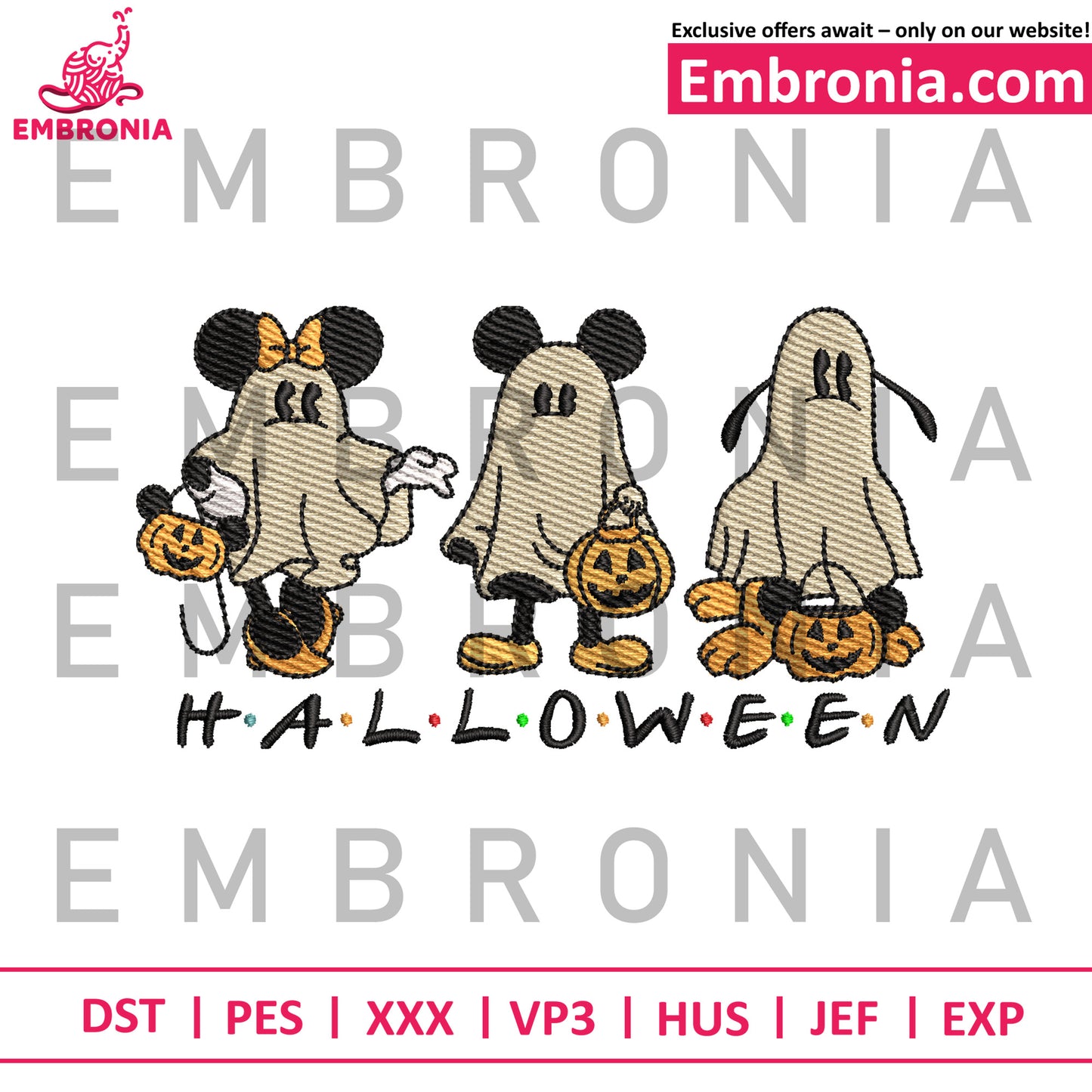 Halloween ghoul mickey embroidery