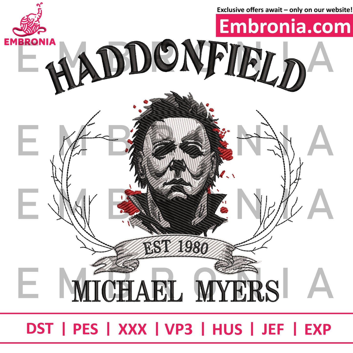 Halloween michael myers embroidery