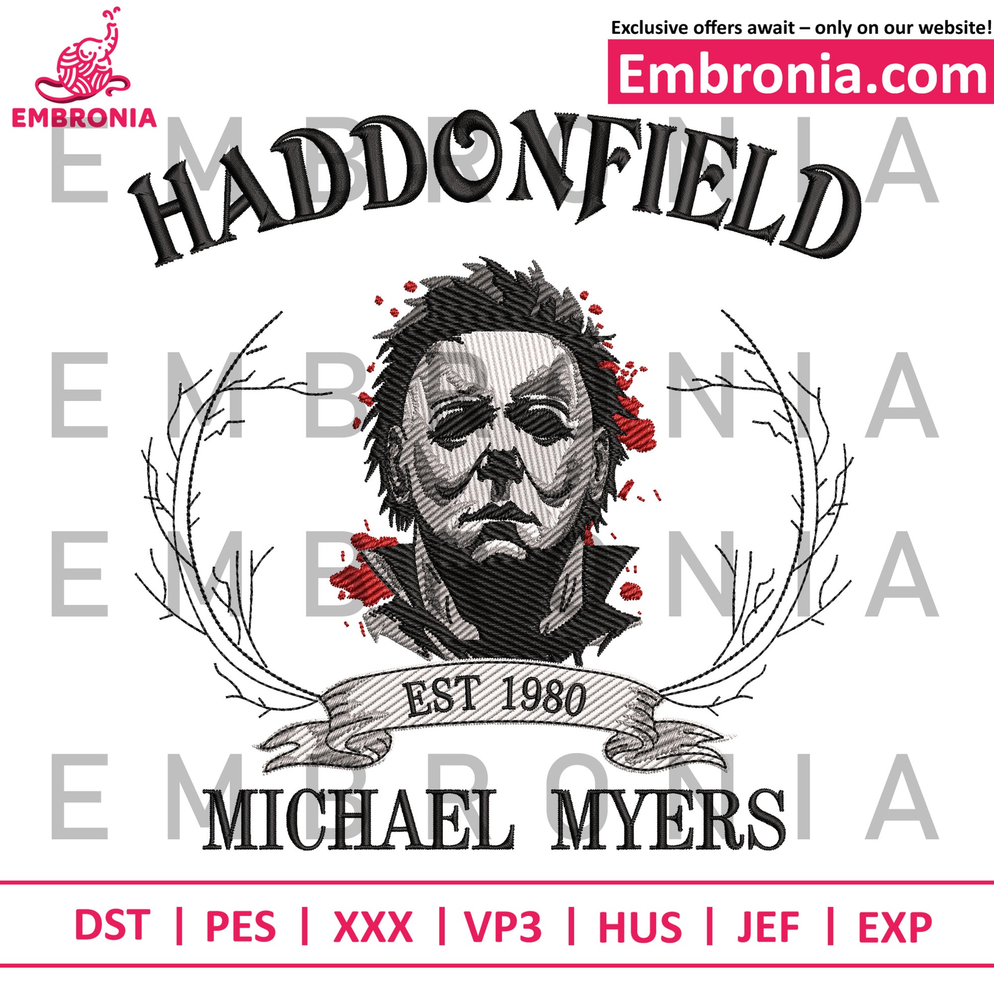 Halloween michael myers embroidery