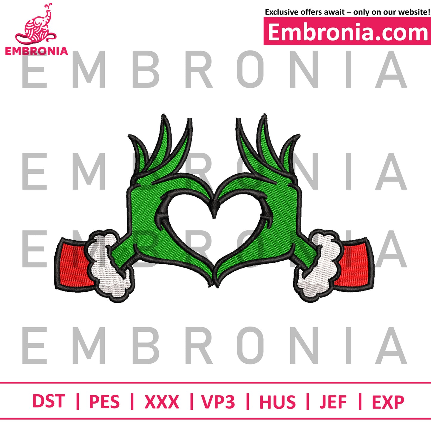 Hand heart embroidery