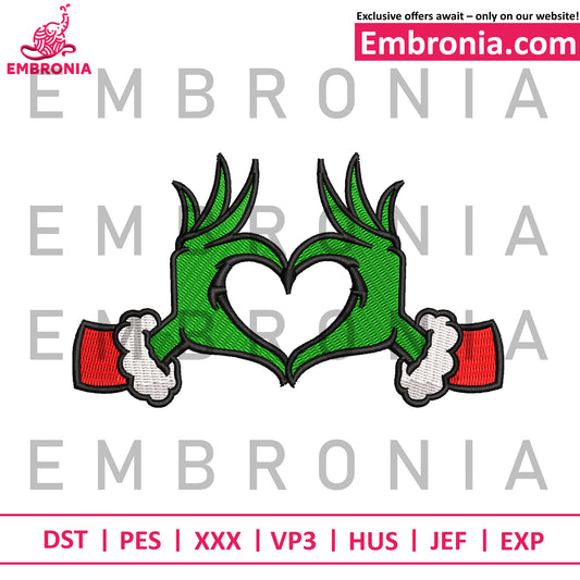 Hand heart embroidery