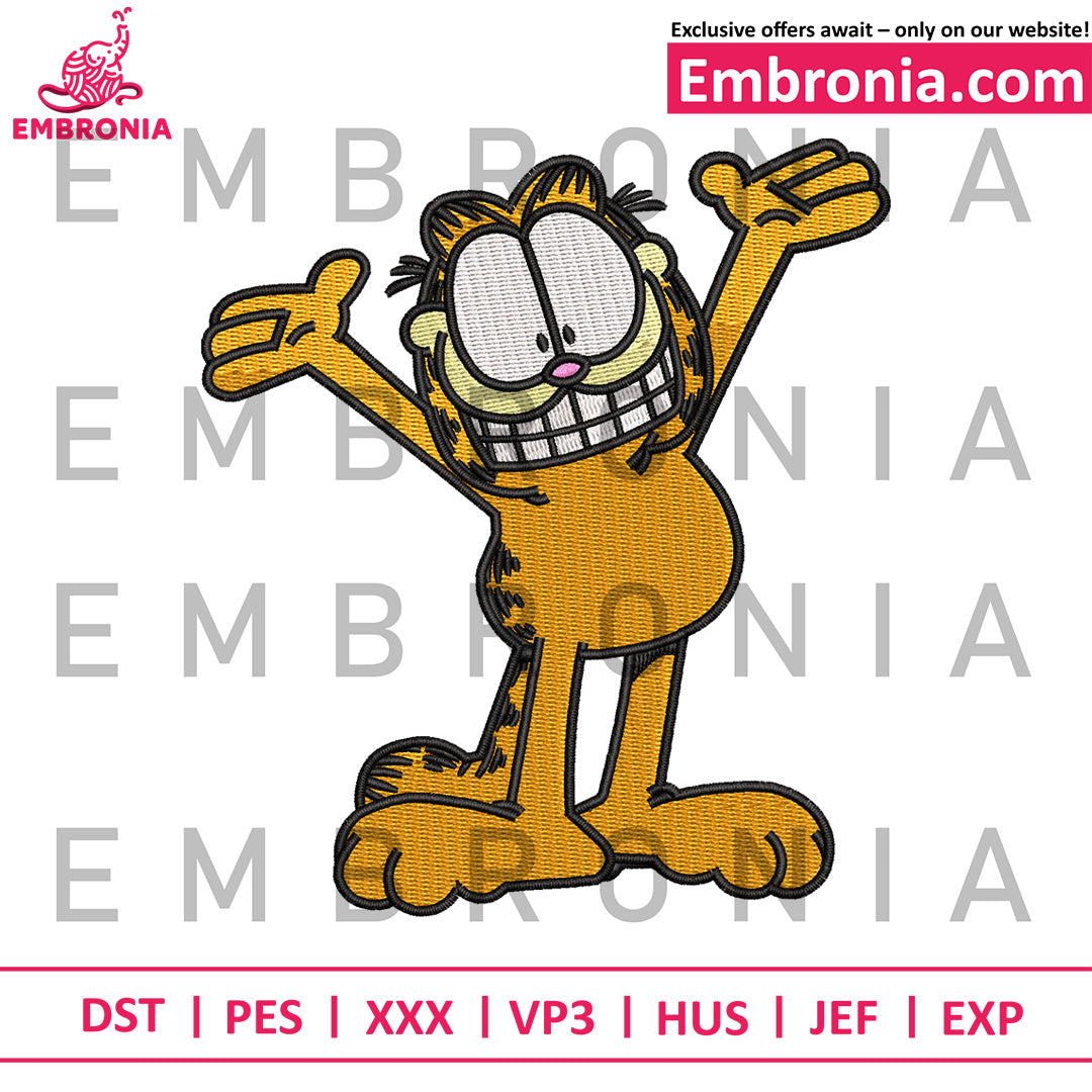 Happy cat embroidery design