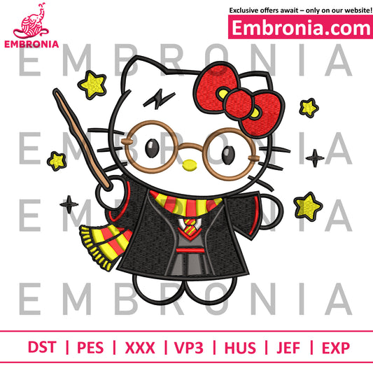 Harry potter kitty embroidery
