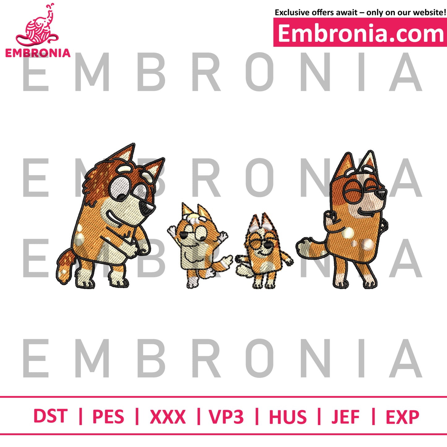 Heelers family embroidery