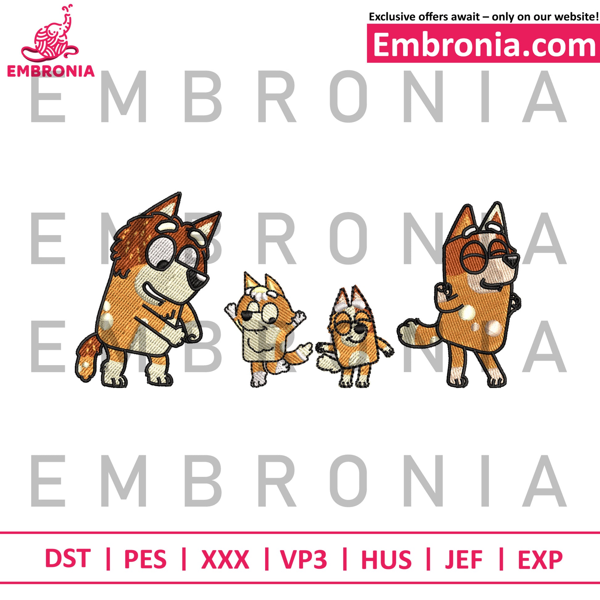 Heelers family embroidery