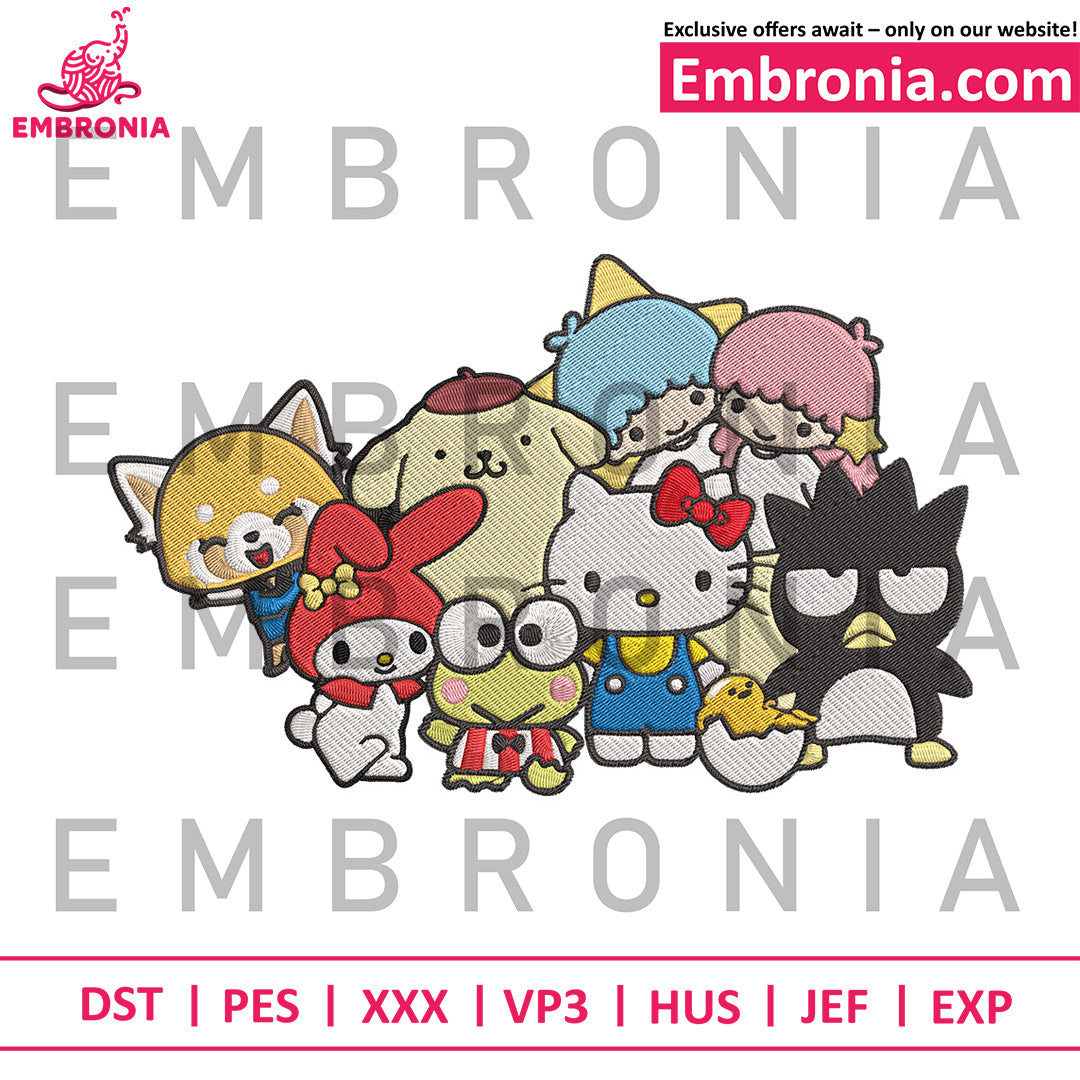 Hello Kitty friends embroidery
