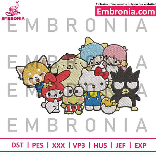 Hello Kitty friends embroidery