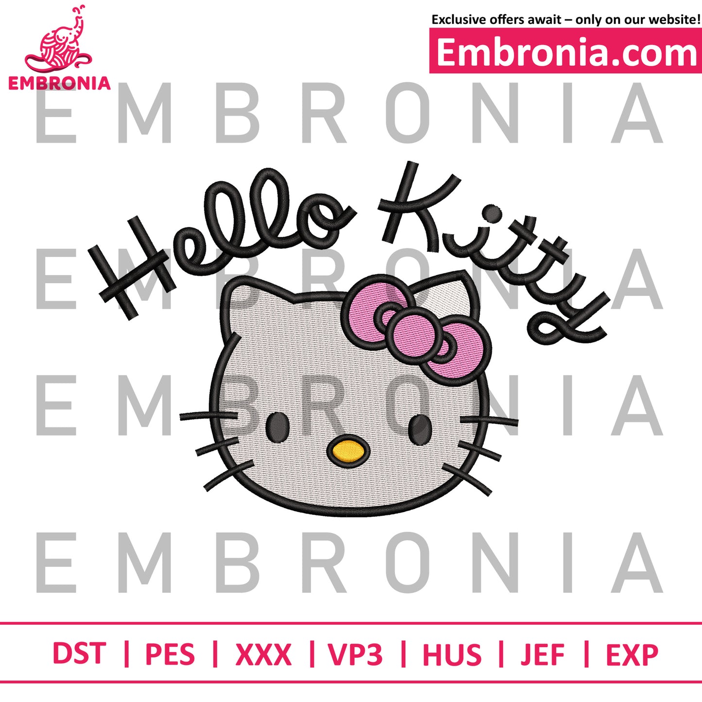 Hello Kitty head embroidery